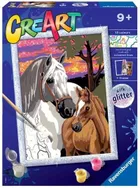 Ravensburger, CreArt, Konie i zachód słońca, malowanie po numerach