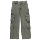 Regulowane szare jeansy wide leg cargo Cool Club