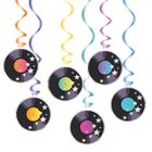 Retro disco, ozdoba świderki płyty wnylowe, 85 cm, 6 szt.