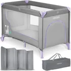 Ricokids, łóżeczko turystyczne, z materacem i torbą, szaro-lawendowe