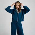 Rozpinana bluza z kapturem o kroju crop NOWEAR