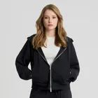 Rozpinana bluza z kapturem o kroju crop NOWEAR