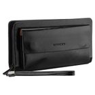 Saszetka do ręki, czarna, skóra ekologiczna, Rovicky