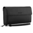 Saszetka do ręki, czarna, skóra ekologiczna, Rovicky