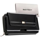 Saszetka na biodro, czarna, skórzana, RFID, Rovicky