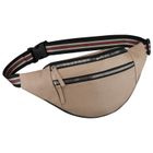 Saszetka na biodro, nerka, beżowa, skórzana, Rovicky