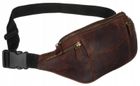 Saszetka na biodro, nerka, brązowa, skórzana, Peterson