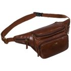 Saszetka na biodro, nerka, brązowa, skórzana, Peterson