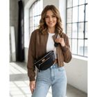 Saszetka na biodro, nerka, czarna, skóra ekologiczna, Peterson