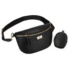 Saszetka na biodro, nerka, czarna, skóra ekologiczna, Peterson