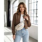 Saszetka na biodro, nerka, jasnobeżowa, skóra ekologiczna, Peterson