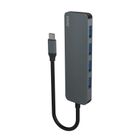 Savio, hub USB-C, 4xUSB-A, szary
