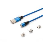 Savio, kabel magnetyczny USB - USB Typ C, Micro I Lightning, 2m, niebieski
