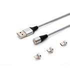 Savio, kabel magnetyczny USB - USB Typ C, Micro I Lightning, 2m, srebrny