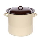 Silesia, garnek z pokrywą, 14,2l, śr. 28 cm wys. 25 cm, krem, ciemny środek