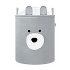 Sipo, kosz na zabawki XXL, wersja premium, zamykany na ściągacz, Szary miś