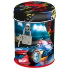 Skarbonka metalowa, zamykana, okrągła, Race Team