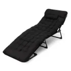 Składane łóżko turystyczne z materacem, czarne, 68-200 cm