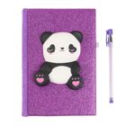 Smiki, Squishy, Panda, notes w brokatowej okładce z gniotkiem i długopisem