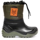 Śniegowce chłopięce z wełną, zielono-czarne, Muflon