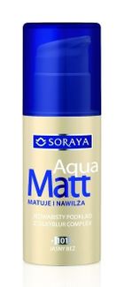 Soraya, Aqua Matt, podkład matująco-nawilżający, nr 101, jasny beż, 30 ml