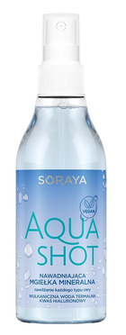 Soraya, AquaShot, nawadniająca mgiełka mineralna do twarzy, każdy rodzaj cery, 200 ml