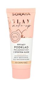 Soraya, glam make-up, kryjący podkład pielęgnacyjny z efektem glow, nr 03 ciepły beż, 30 ml