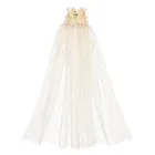 Souza! Chava, opaska tiara z tiulowym welonem i złotą mini-koroną