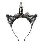 Souza! Glynda, opaska z koronkowymi uszami i rogiem jednorożca, czarna