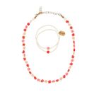 Souza! Millie, zestaw naszyjnik i bransoletka, kwiatki z koralików, różowy