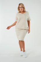 Spódnica damska, plus size, beżowa, Stella, Italian Fashion
