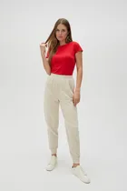 Spodnie dresowe damskie, beżowe, Moodo