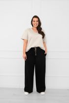 Spodnie dresowe damskie, plus size, czarne, Caro, Italian Fashion