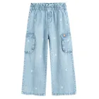 Spodnie jeansowe w kwiaty wide leg Cool Club