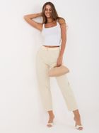 Spodnie materiałowe damskie, beżowe, Italy Moda
