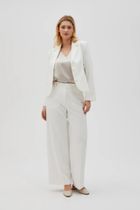 Spodnie materiałowe damskie, białe, Moodo