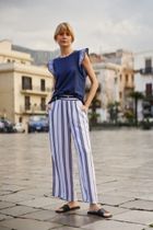 Spodnie materiałowe damskie, białe, Moodo