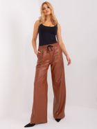 Spodnie materiałowe damskie, brązowe, Lakerta