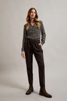 Spodnie materiałowe damskie, brązowe, Moodo