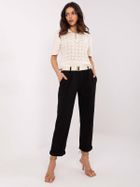 Spodnie materiałowe damskie, czarne, Italy Moda