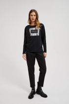 Spodnie materiałowe damskie, czarne, Moodo