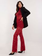 Spodnie materiałowe damskie, czerwone, Italy Moda