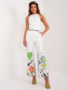 Spodnie materiałowe damskie, ecru, Italy Moda