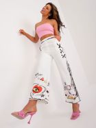 Spodnie materiałowe damskie, ecru, Italy Moda