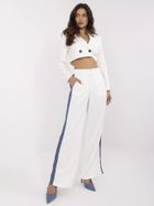 Spodnie materiałowe damskie, ecru, Vinceotto