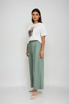 Spodnie materiałowe damskie, khaki, Moodo