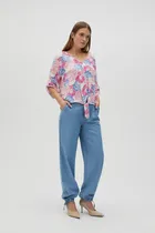 Spodnie materiałowe damskie, niebieskie, Moodo