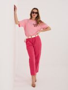 Spodnie materiałowe damskie, różowe, Italy Moda