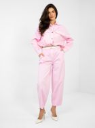 Spodnie materiałowe damskie, różowe, Italy Moda