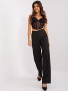 Spodnie materiałowe damskie, z wełną, czarne, Lakerta